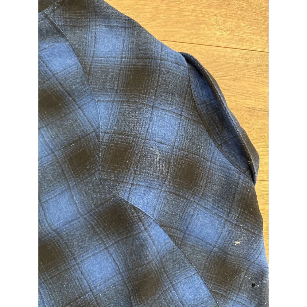 PENDLETON XL mens vintage VTG blue virgin wool button front shirt pearl snap USA - Picture 6 of 10